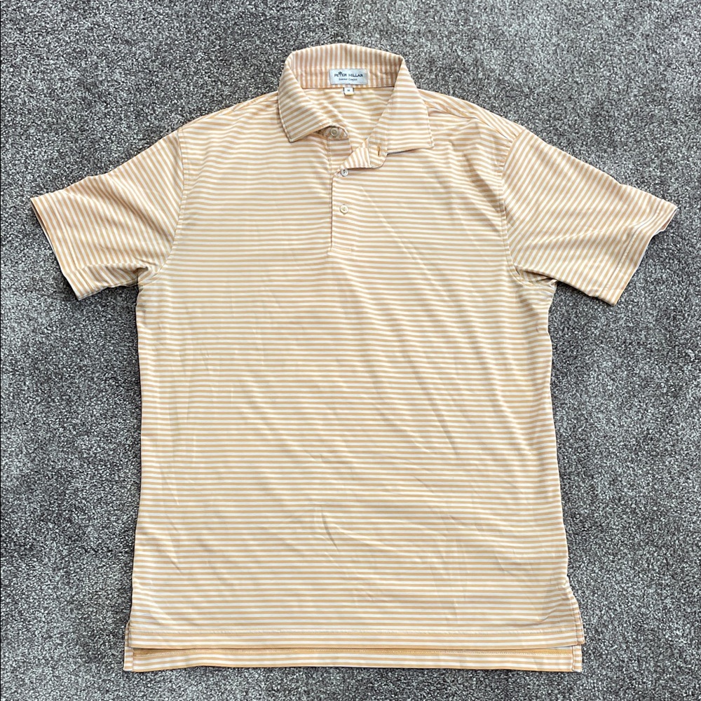 Peter Millar Tan and White Polo Shirt